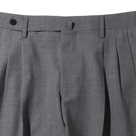 干場別注 2プリーツ　ウールパンツ ミディアムグレー