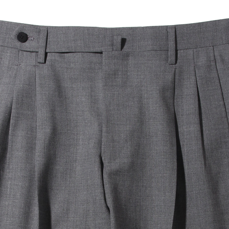 干場別注 2プリーツ　ウールパンツ ミディアムグレー