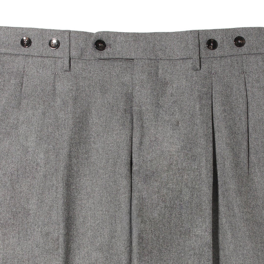 H BARBER カシミヤナイロン ツープリーツテーパードパンツ グレー