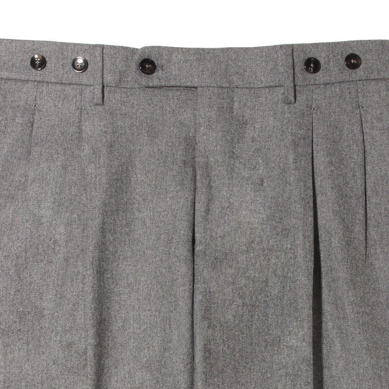 H BARBER カシミヤナイロン ツープリーツテーパードパンツ グレー