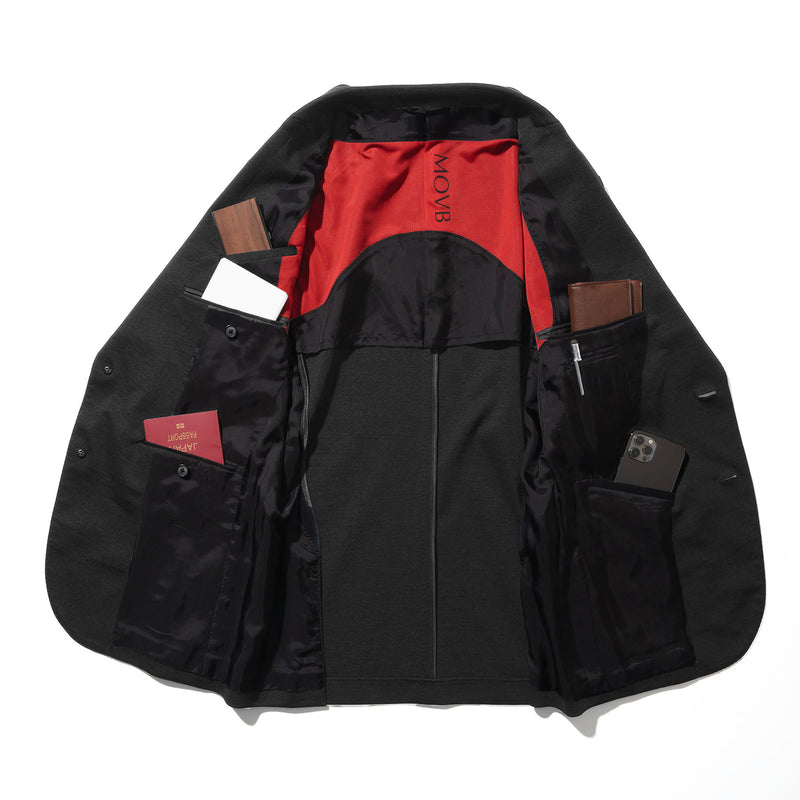Duplex Cotton Jersey シングル2Bピークド・トラベルジャケット グラファイトグレー