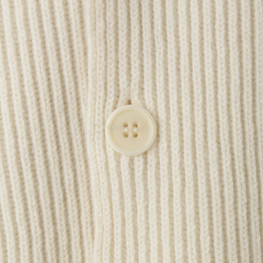 ショールカーディガン イングリッシュリブ ダブルブレステッド ホワイト