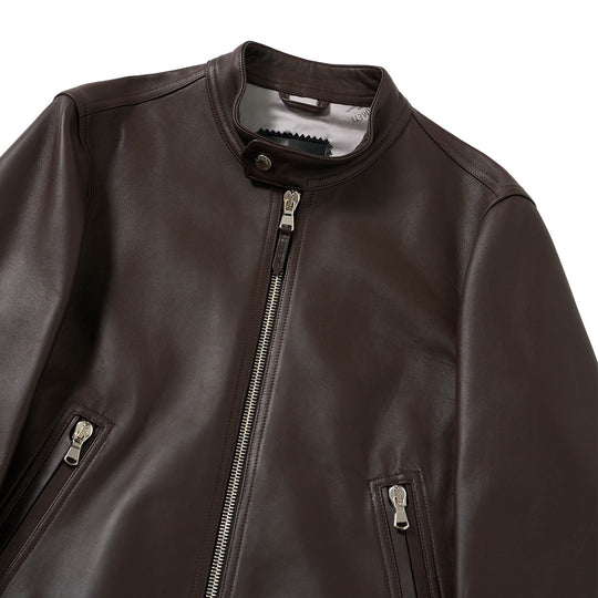 H CLASSICA（アッカ クラシカ） シルバーZIP ナッパチェラータ ラムレザーライダース / ダークブラウン