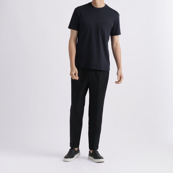 【リニューアルモデル】SUVIN PLATINUMテーラードポケットTシャツ ネイビー
