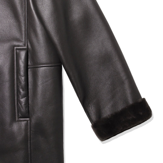 Mouton Hoodie Short Jacket Charcoal