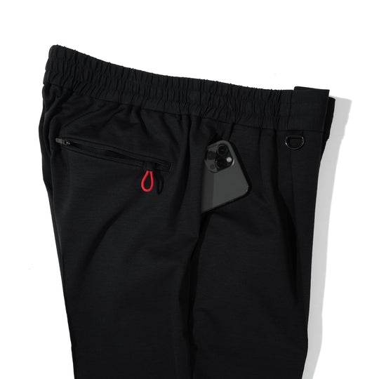 Duplex Cotton  Jersey トラベル スマートラウンジテーパードパンツ コンフォートフィット ブラック