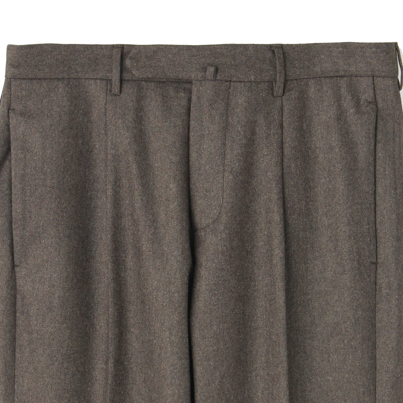 ARECHI ウールカシミヤナイロンストレッチ 1プリーツテーパードパンツ ダークブラウン