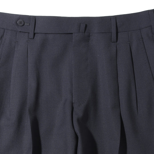 干場別注 2プリーツ　ウールパンツ ネイビー