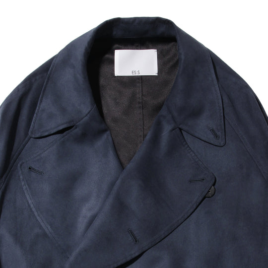 トレンチコート フェイクスエード ネイビー