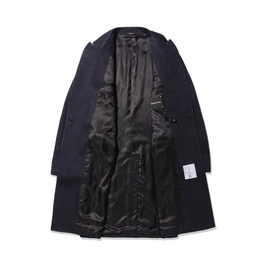 【干場別注】ストレッチカバートクロスダブルチェスターコート ネイビー