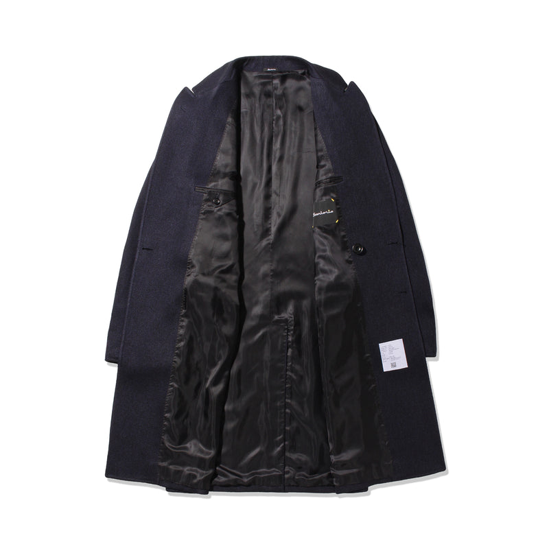 【干場別注】ストレッチカバートクロスダブルチェスターコート ネイビー