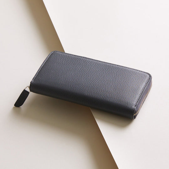 Mini Round Zip Long Wallet 長財布 409 グレー＆オフホワイト