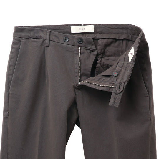 26AW BG07 コットンストレッチ ワンプリーツ テーパードパンツ ブラウン