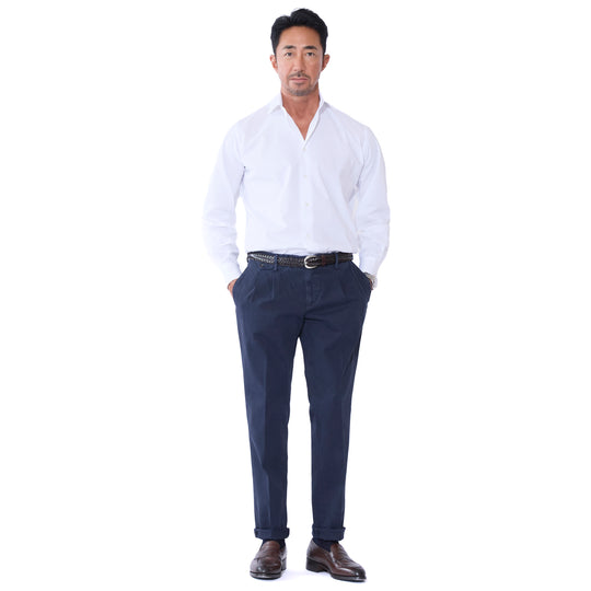 26AW BG02 コットンストレッチ 2プリーツパンツ ネイビー