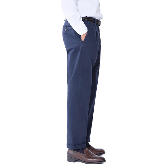 26AW BG02 コットンストレッチ 2プリーツパンツ ネイビー