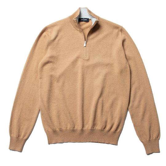 カシミヤ　ハーフジップ キャメル