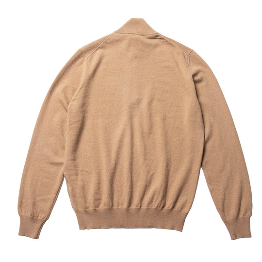 カシミヤ　ハーフジップ キャメル