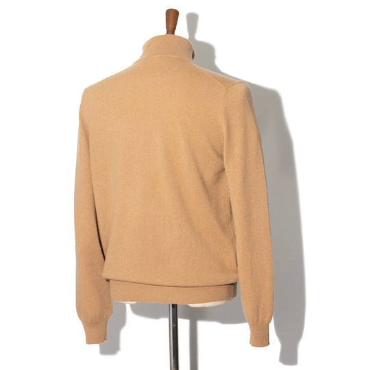 カシミヤ　ハーフジップ キャメル