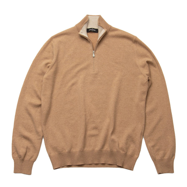 カシミヤ　ハーフジップ キャメル