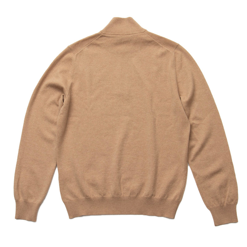 カシミヤ　ハーフジップ キャメル