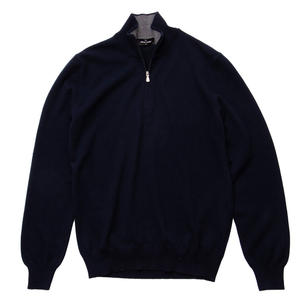 カシミヤハーフジップセーター ネイビー カシミヤ ハーフジップ ネイビー – MINIMAL WARDROBE（ミニマル