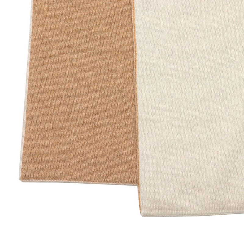 カシミヤ　ストール WHT×CAMEL