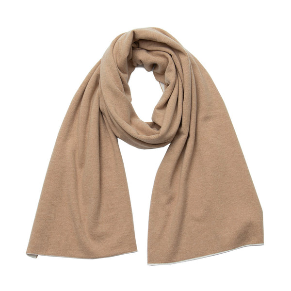 カシミヤ　ストール WHT×CAMEL