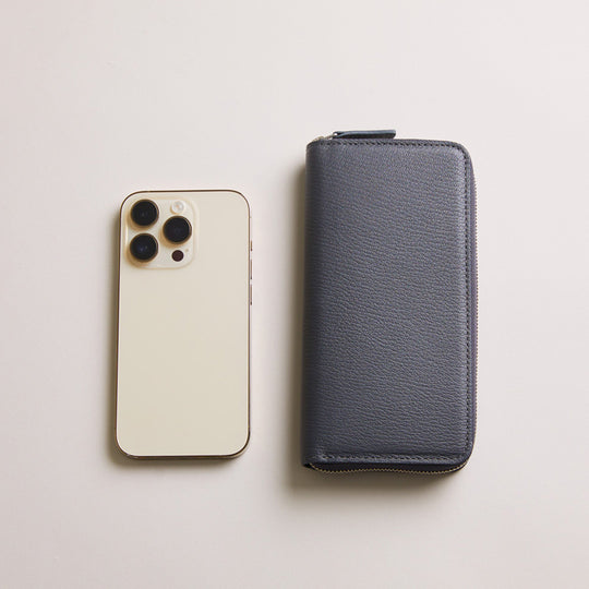 Mini Round Zip Long Wallet 長財布 409 グレー＆オフホワイト
