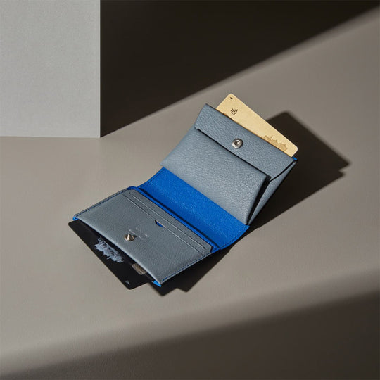 二つ折り財布  398 ブルー＆グレー