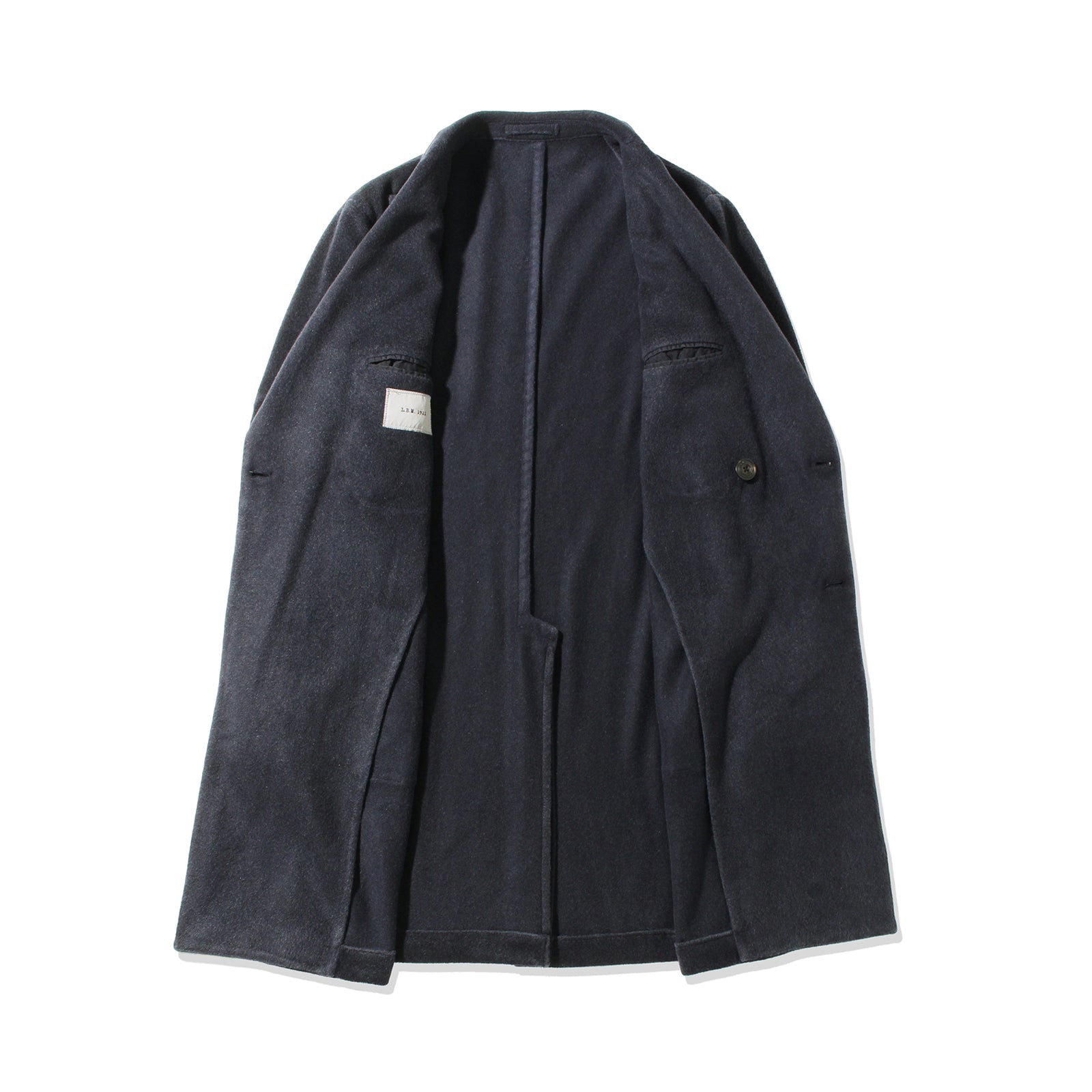 カシミヤ混ガーメントウォッシュダブルブレストコート ネイビー