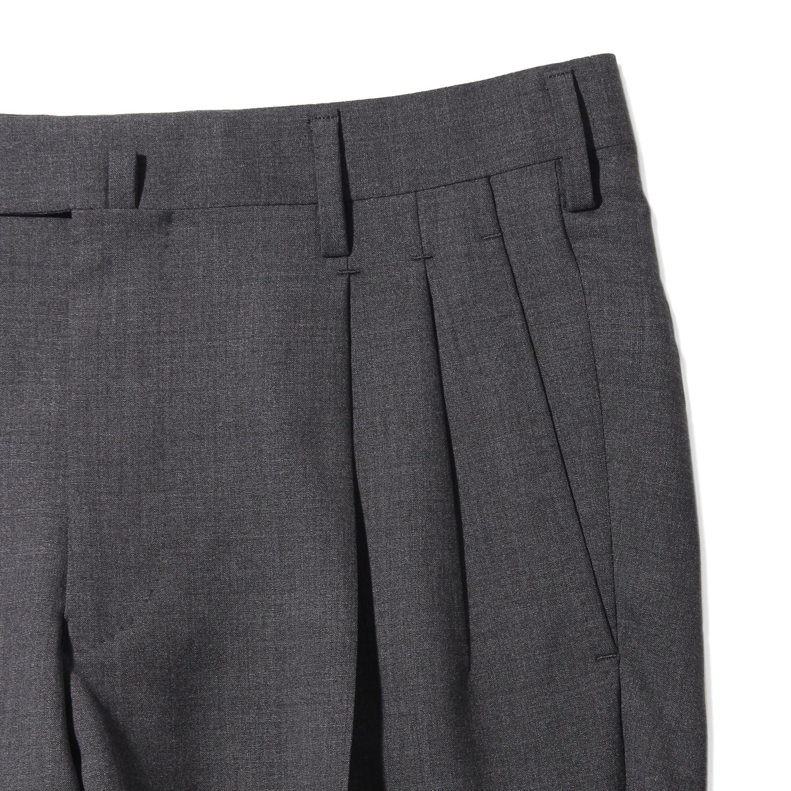干場別注 2プリーツ ウールパンツ チャコールグレー – MINIMAL