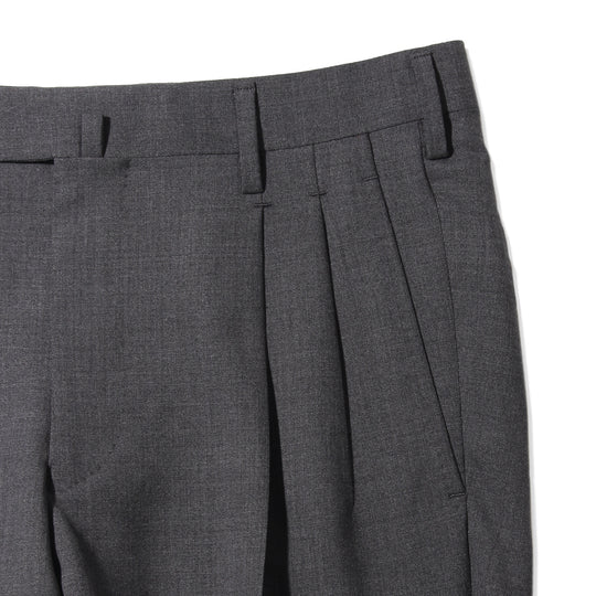 干場別注 2プリーツ　ウールパンツ チャコールグレー