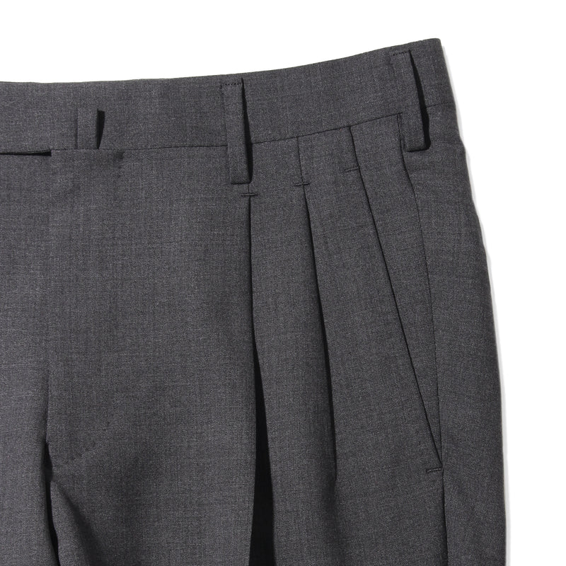 干場別注 2プリーツ　ウールパンツ チャコールグレー