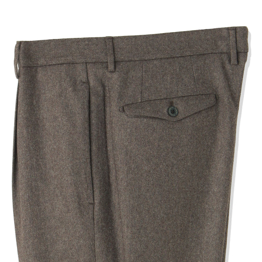 ARECHI ウールカシミヤナイロンストレッチ 1プリーツテーパードパンツ ダークブラウン