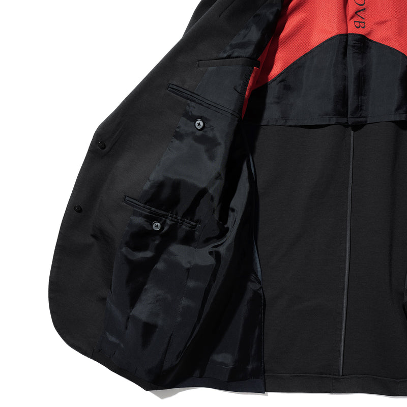 Duplex Cotton Jersey シングル2Bピークド・トラベルジャケット グラファイトグレー