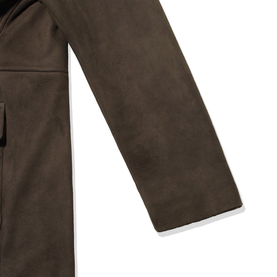 Suede Mouton Duffle Coat Dark Brown
