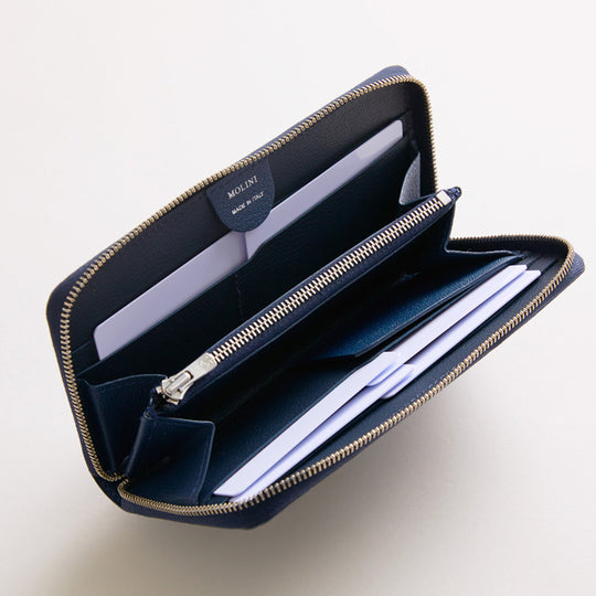 Mini Round Zip Long Wallet 長財布 409 ネイビー