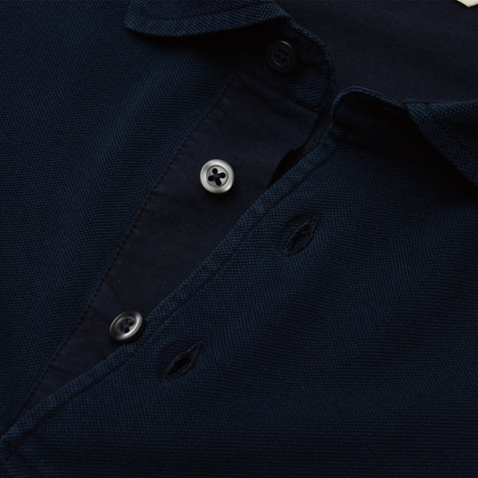 鹿の子 製品染め ポロシャツ S/SLV ネイビー