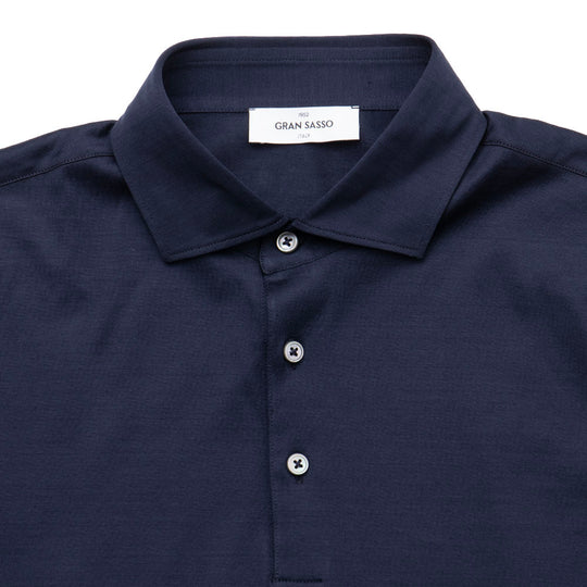 GRAN SASSO グランサッソ ポロシャツ ネイビー オーガニックコットン スキッパーニットポロ｜GRAN SASSO