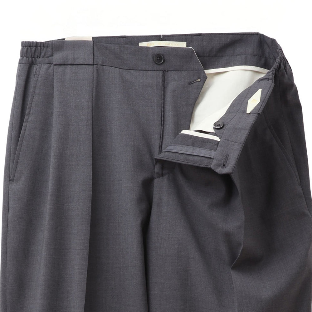 26SS PORTOBELLO ZIGNONE ウール ボックスプリーツ テーパードパンツ