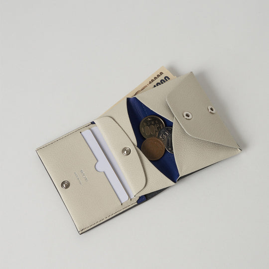 二つ折り財布  398 グレー＆オフホワイト