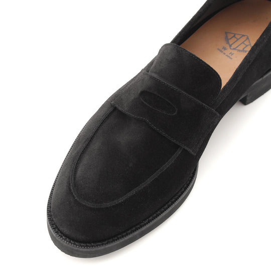 ヤヌスカーフ スエード アンライニング コインローファー ブラック