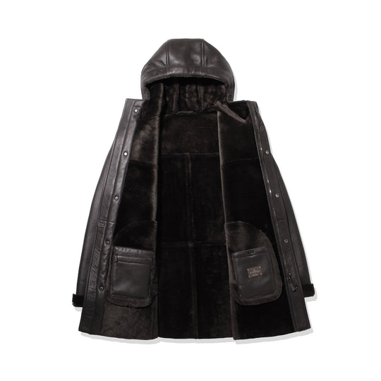 Mouton Hoodie Short Jacket Charcoal