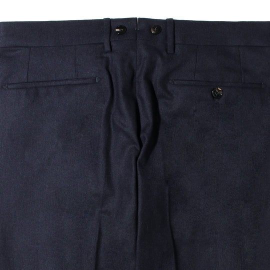 H BARBER カシミヤナイロン ツープリーツテーパードパンツ ネイビー