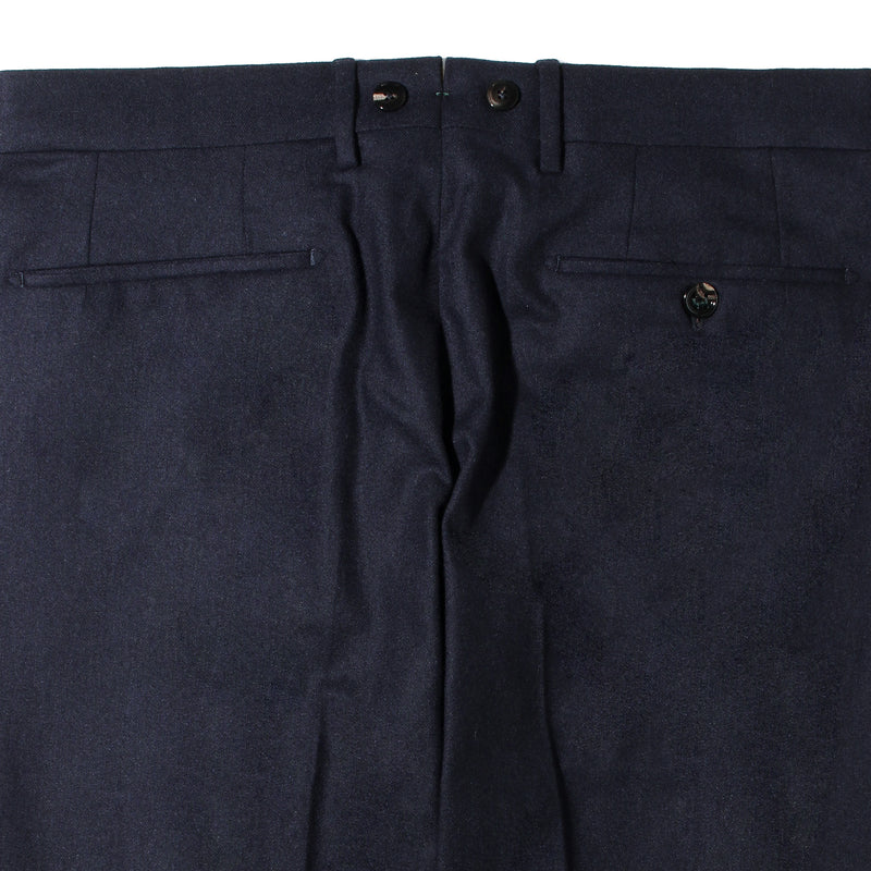 H BARBER カシミヤナイロン ツープリーツテーパードパンツ ネイビー