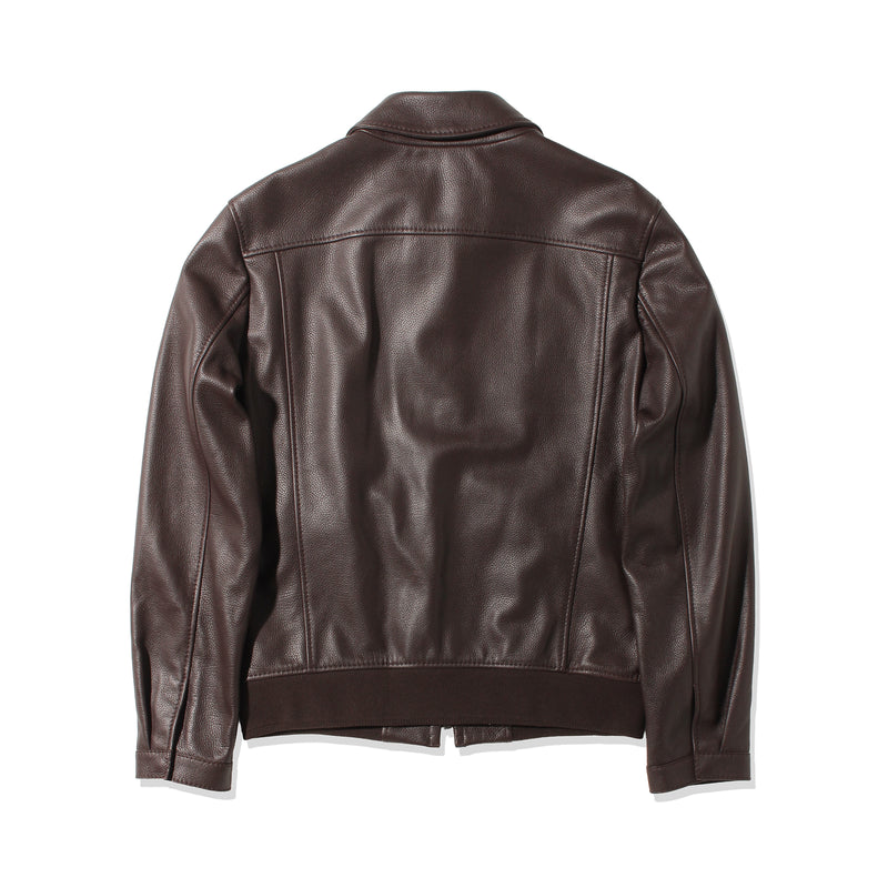 Bomber JK Grain Leather Bordeaux Brown