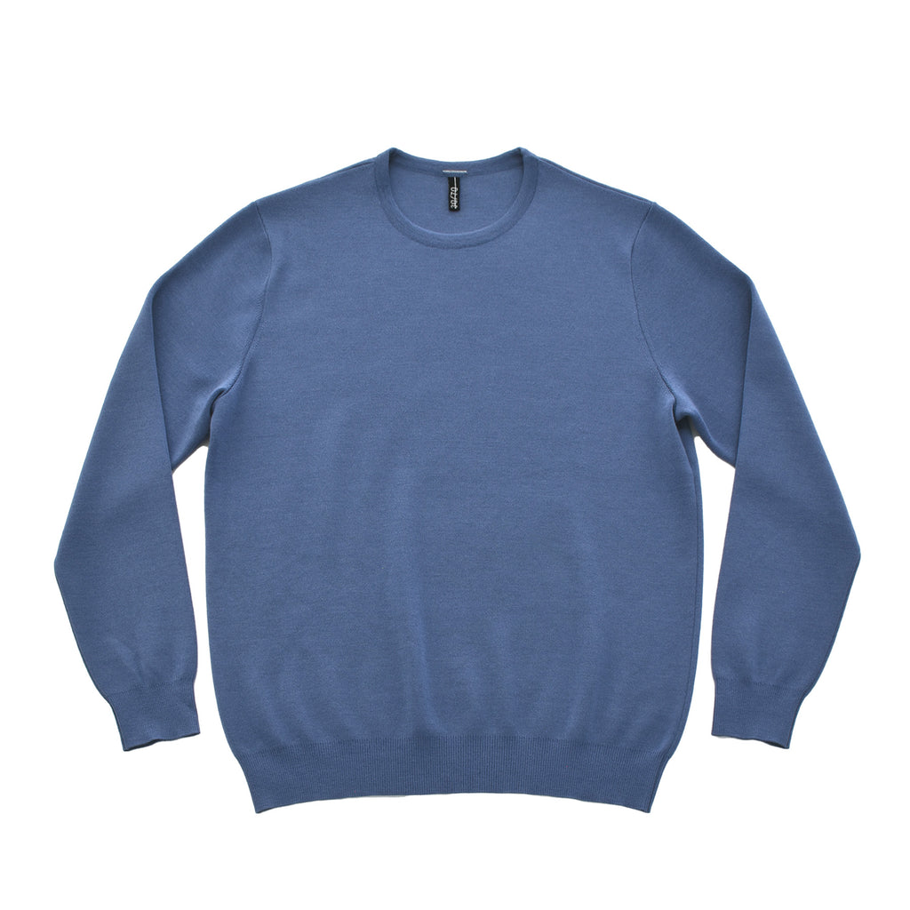 SUPREME ブルー クルーネックセーター lusso クルーネックセーター18Gスムース シエラブルー – MINIMAL