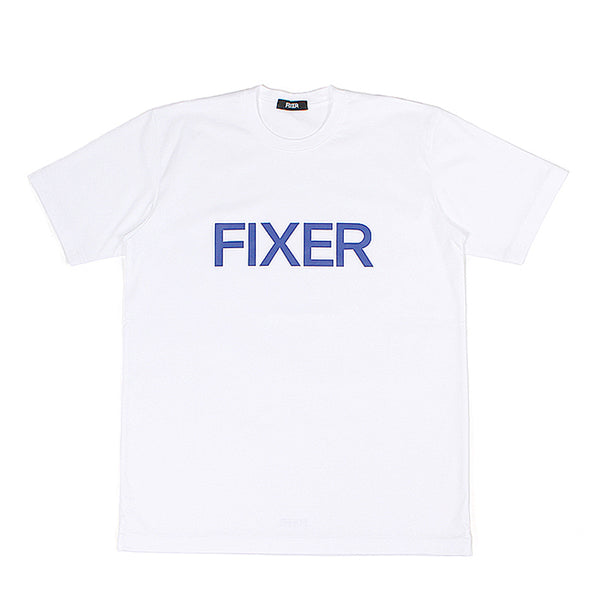 プリントクルーネックTシャツ ホワイト×ブルー