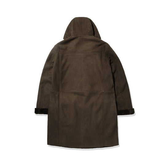 Suede Mouton Duffle Coat Dark Brown