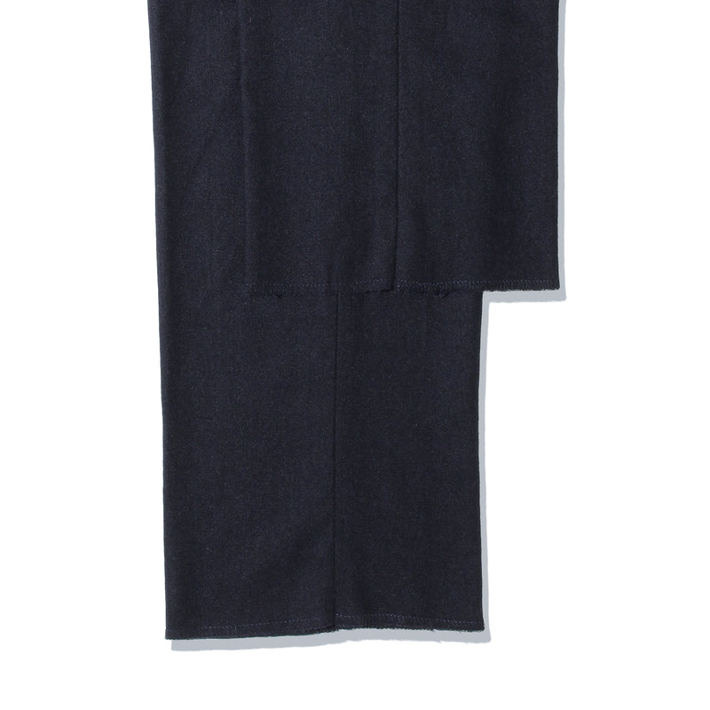 H BARBER カシミヤナイロン ツープリーツテーパードパンツ ネイビー